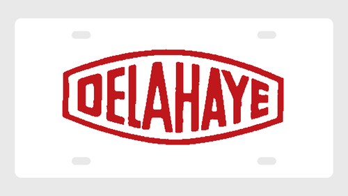 Delahaye Vintage Emblem License Plate Car Tag 12x6 White Red - CAD design illustration