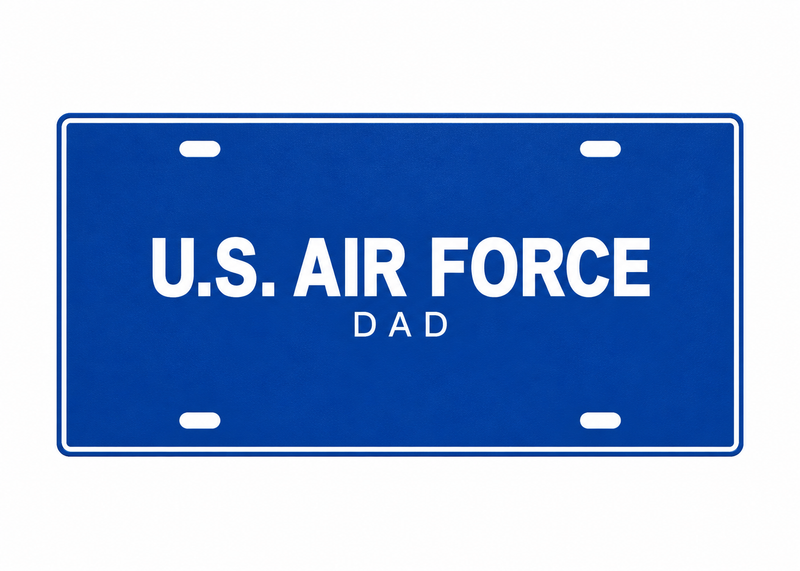 U.S. Air Force Dad License Plate Car Tag 12x6 Blue White PETG - proportional product illustration