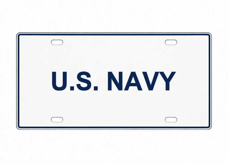 U.S. Navy License Plate Car Tag 12x6 White Navy Blue PETG - proportional product illustration
