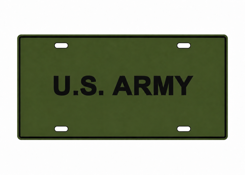 U.S. Army License Plate Car Tag 12x6 Olive Green Black PETG - proportional product illustration