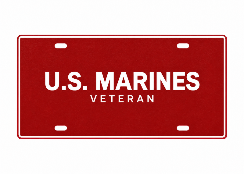 U.S. Marines Veteran License Plate Car Tag 12x6 Red White PETG - proportional product illustration