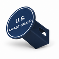 U.S. Coast Guard Round Hitch Cover 2 Inch Receiver PETG Blue White CAD-based product illustration