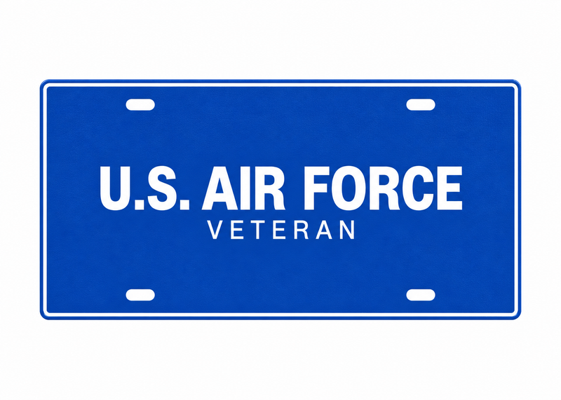 U.S. Air Force Veteran License Plate Car Tag 12x6 Blue White PETG - proportional product illustration