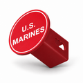 U.S. Marines Round Hitch Cover 2 Inch Receiver PETG Red White CAD-based product illustration