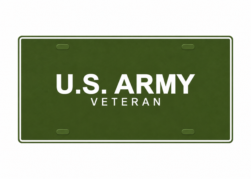 U.S. Army Veteran License Plate Car Tag 12x6 Olive Green White PETG - proportional product illustration