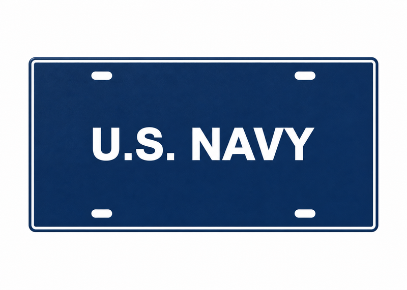 U.S. Navy License Plate Car Tag 12x6 Navy Blue White PETG - proportional product illustration