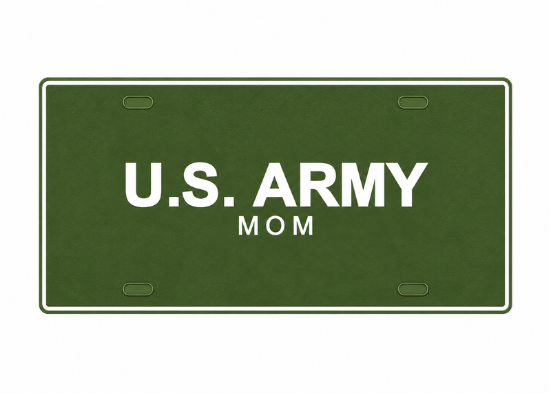 U.S. Army Mom License Plate Car Tag 12x6 Olive Green White PETG - proportional product illustration