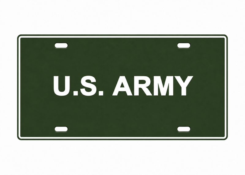 U.S. Army License Plate Car Tag 12x6 Dark Green White PETG - proportional product illustration