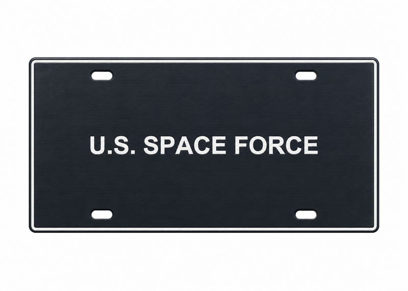 U.S. Space Force License Plate Car Tag 12x6 Black White PETG - proportional product illustration