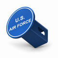 U.S. Air Force Round Hitch Cover 2 Inch Receiver PETG Blue White CAD-based product illustration