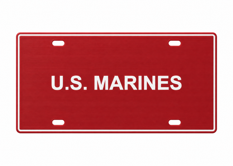 U.S. Marines License Plate Car Tag 12x6 Red White PETG - proportional product illustration
