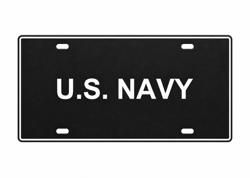 U.S. Navy License Plate Car Tag 12x6 Black White PETG - proportional product illustration