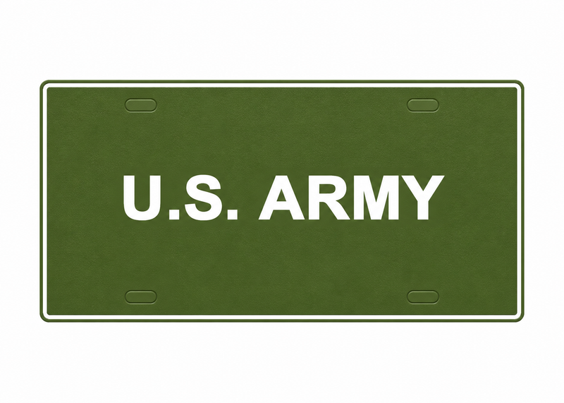 U.S. Army License Plate Car Tag 12x6 Olive Green White PETG - proportional product illustration