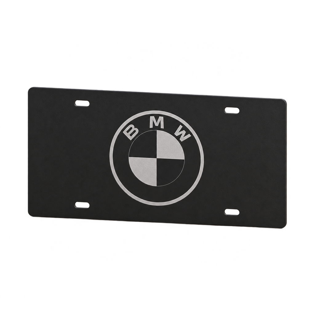 BMW Black Silver Blackout License Plate Car Tag 12x6 Slotted 3D Printed