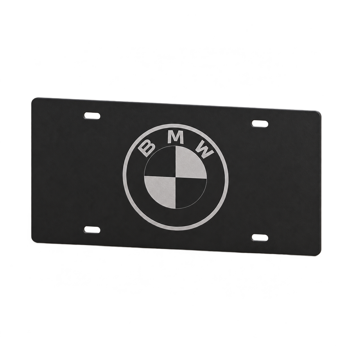 BMW Black Silver Blackout License Plate Car Tag 12x6 Slotted 3D Printed