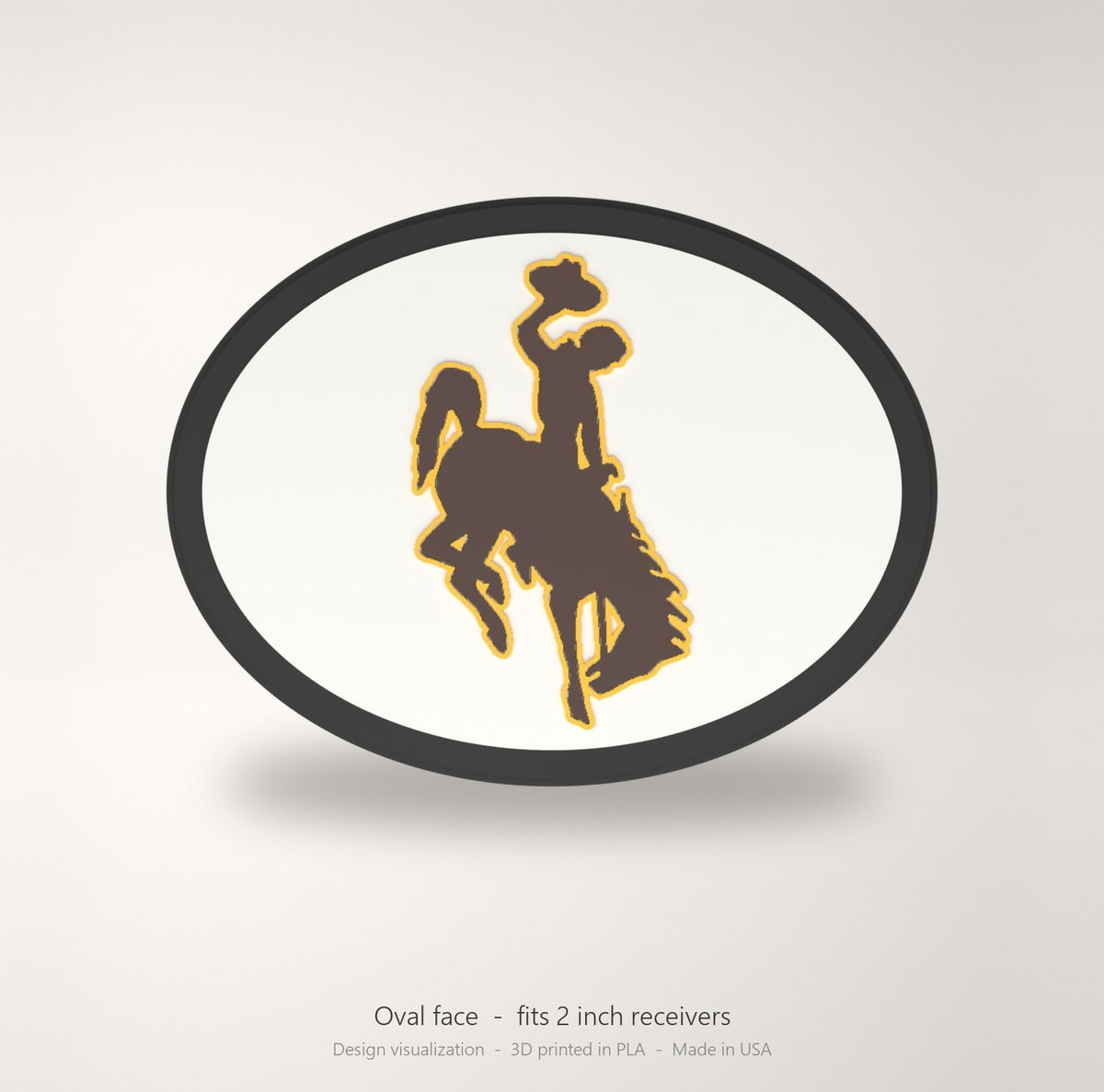 Wyoming Cowboys Oval Trailer Hitch Cover 2 Inch Receiver