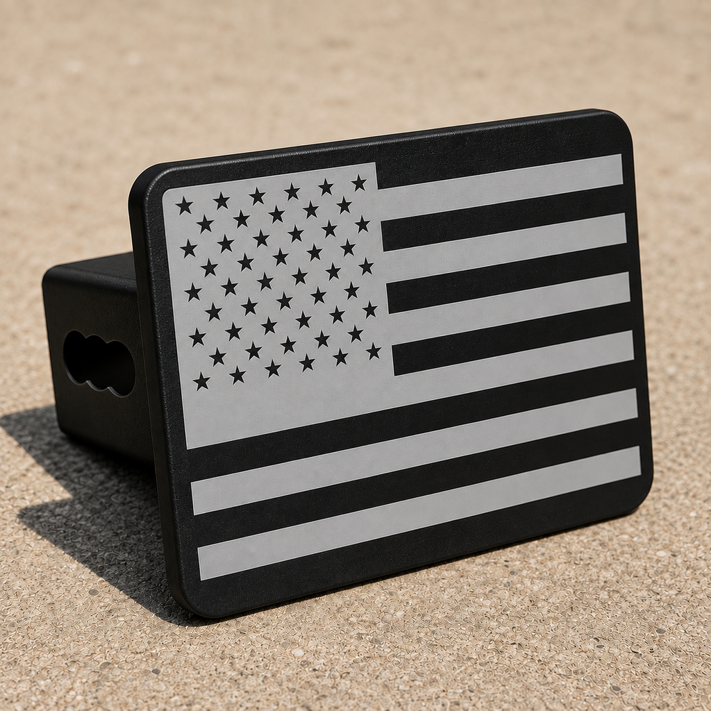 American Flag Hitch Cover 2 Inch Receiver Black Silver Trailer Truck SUV Tow