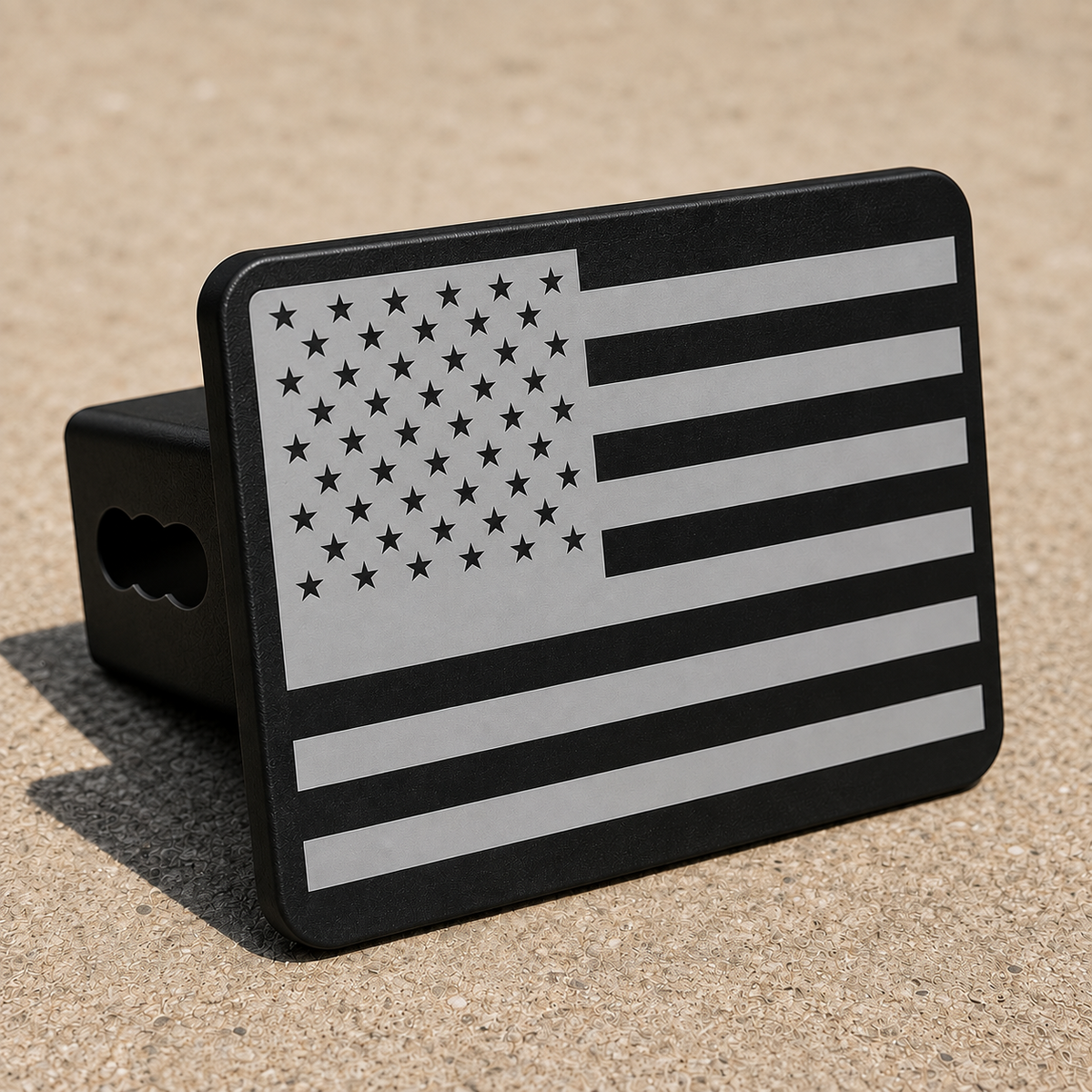 American Flag Hitch Cover 2 Inch Receiver Black Silver Trailer Truck SUV Tow
