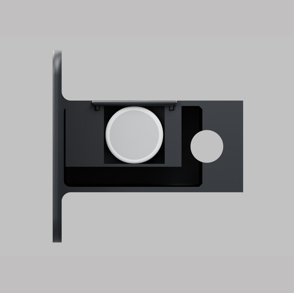 Black 2 Inch Hitch Cover with Hidden AirTag Pocket Flush Lid Closed End