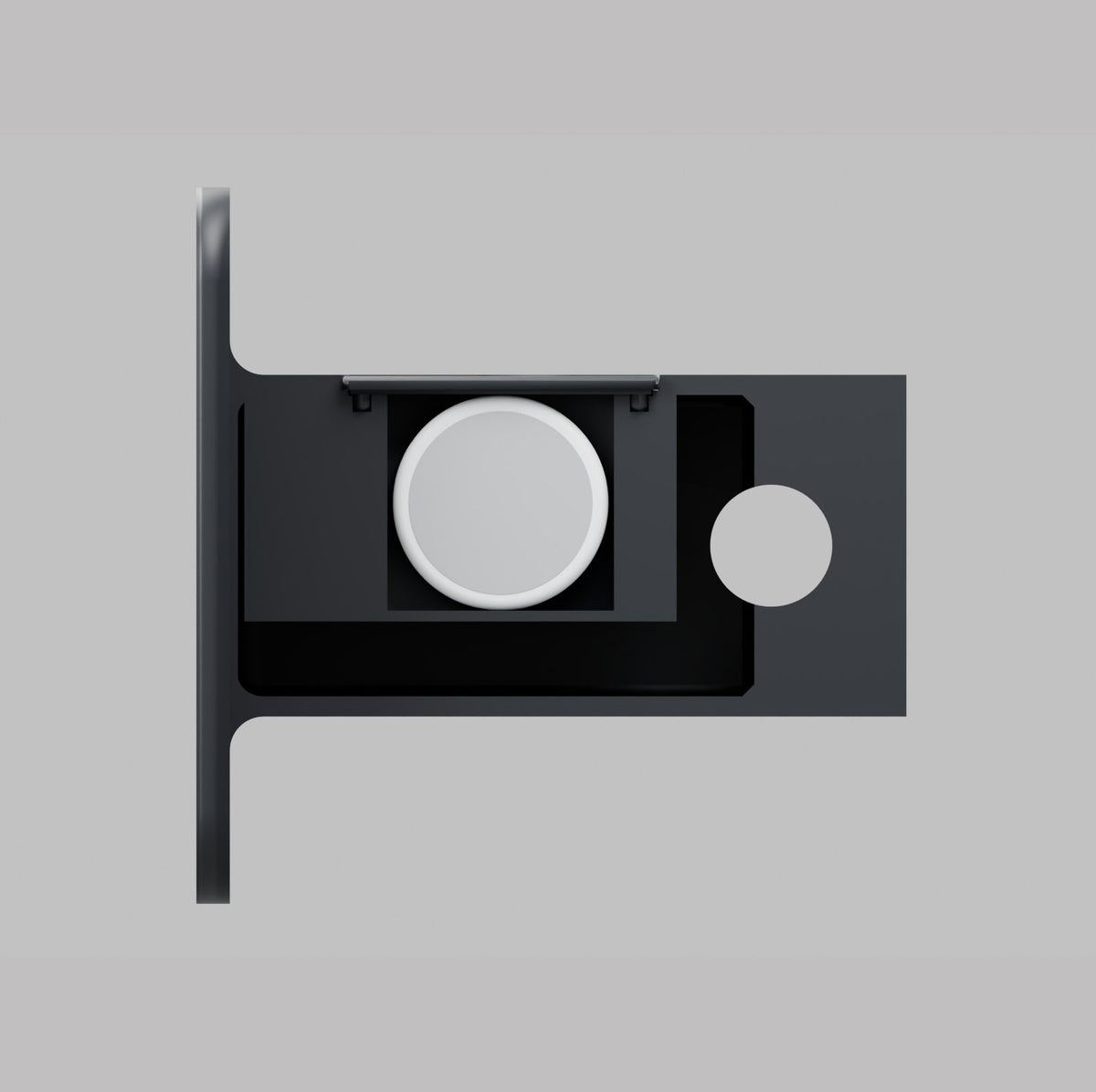 Black 2 Inch Hitch Cover with Hidden AirTag Pocket Flush Lid Closed End