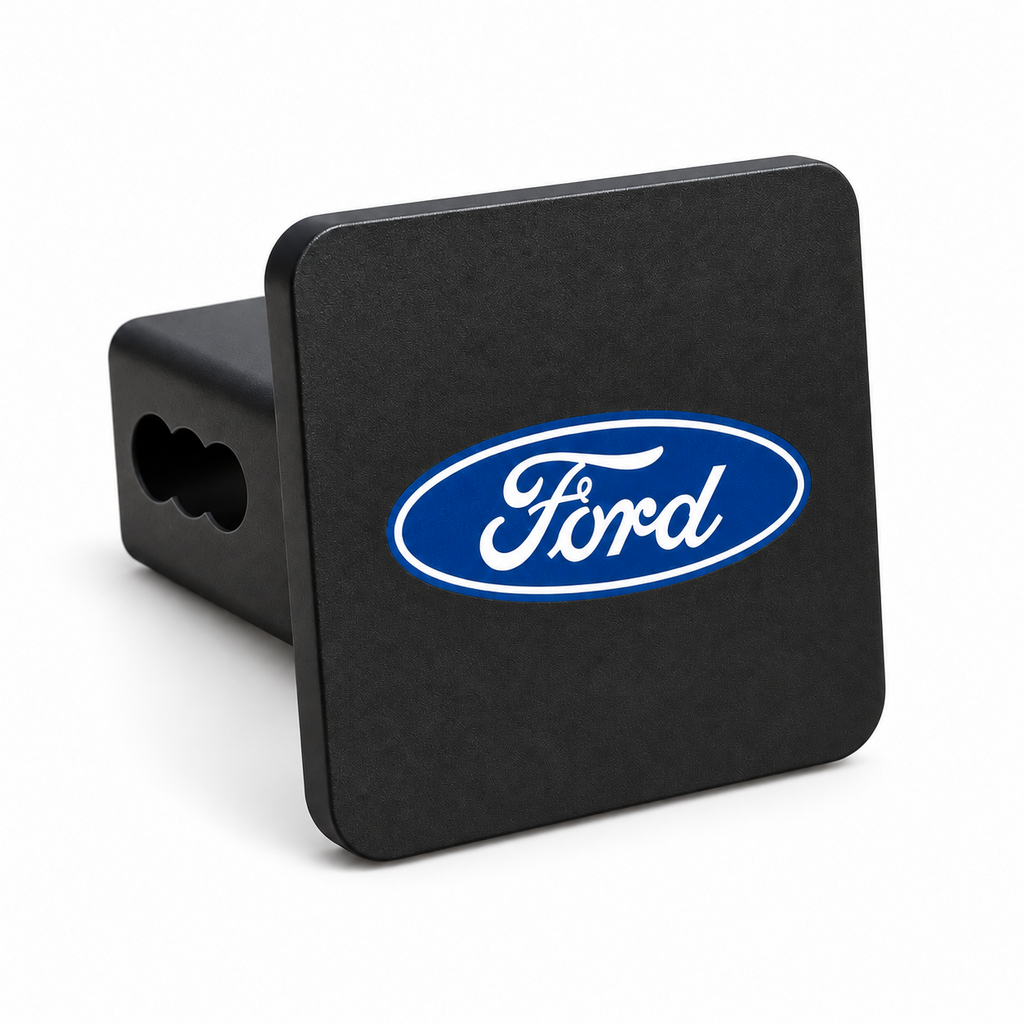 Ford Blue White on Black Hitch Cover 2 Inch Receiver Trailer Truck SUV Tow