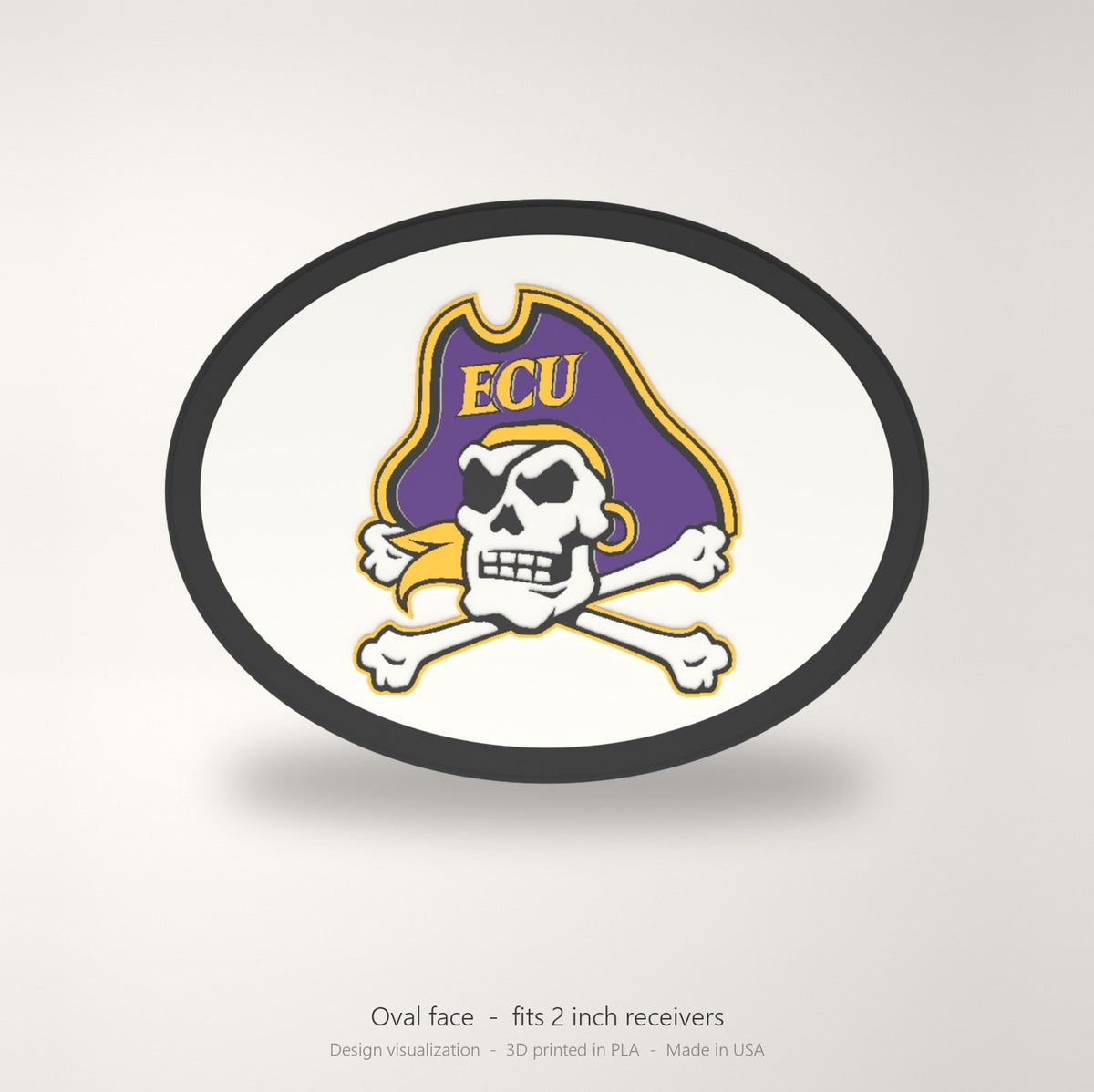 East Carolina Pirates ECU Oval Trailer Hitch Cover 2 Inch Receiver