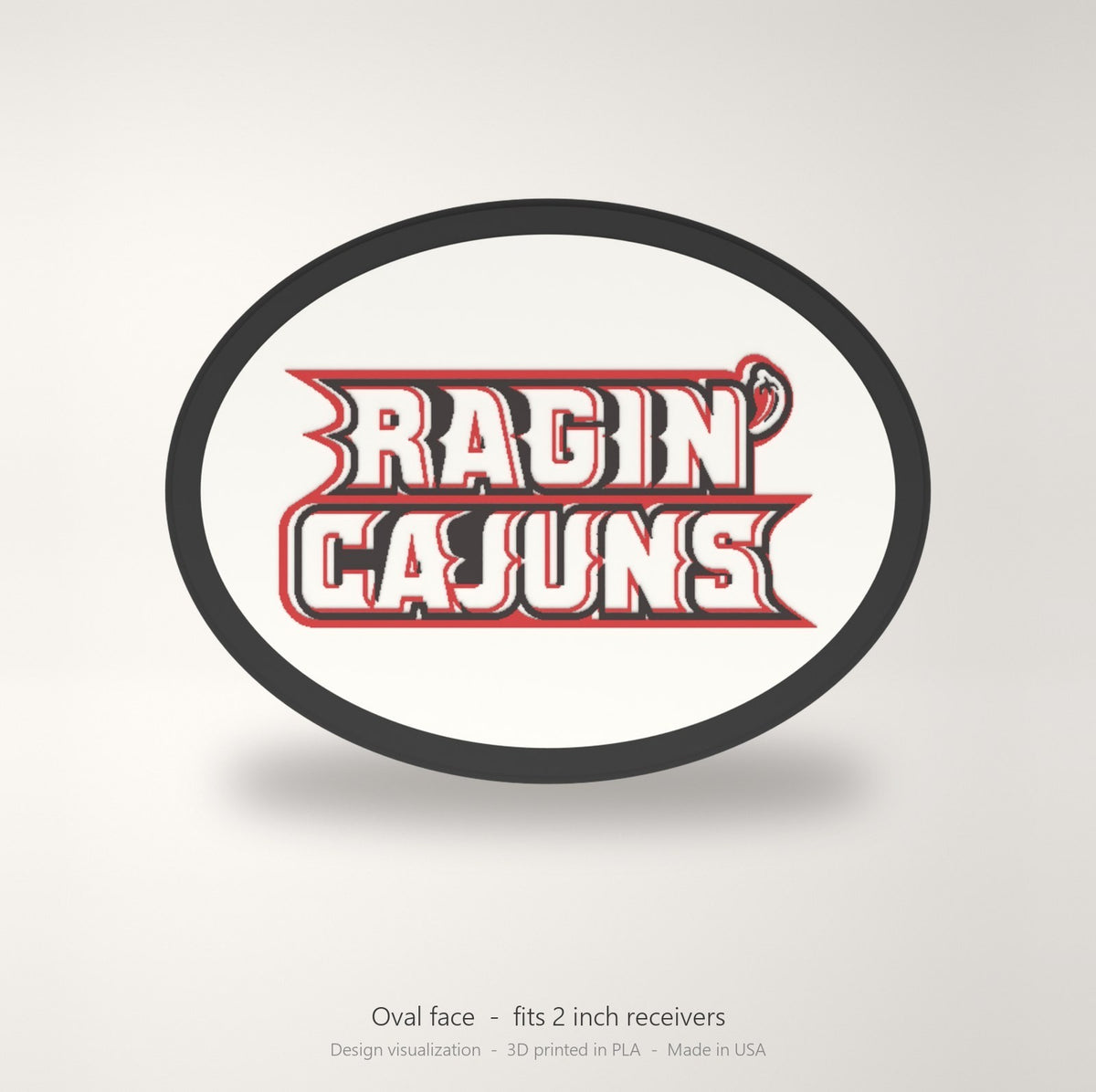 Louisiana Ragin Cajuns Oval Trailer Hitch Cover 2 Inch Receiver