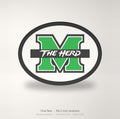 Marshall Thundering Herd Oval Trailer Hitch Cover 2 Inch Receiver
