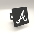 Atlanta Braves MLB Black White Trailer Hitch Cover 2 Inch Receiver Flat Script A