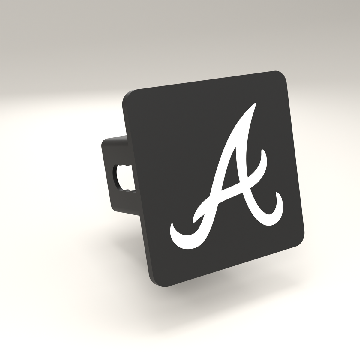 Atlanta Braves MLB Black White Trailer Hitch Cover 2 Inch Receiver Flat Script A