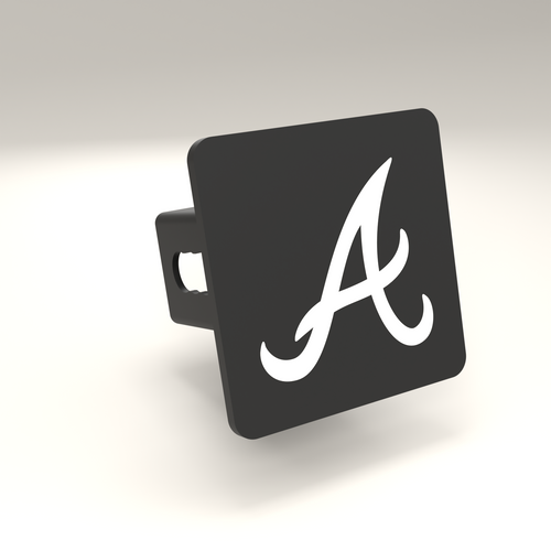 Atlanta Braves MLB Black White Trailer Hitch Cover 2 Inch Receiver Flat Script A