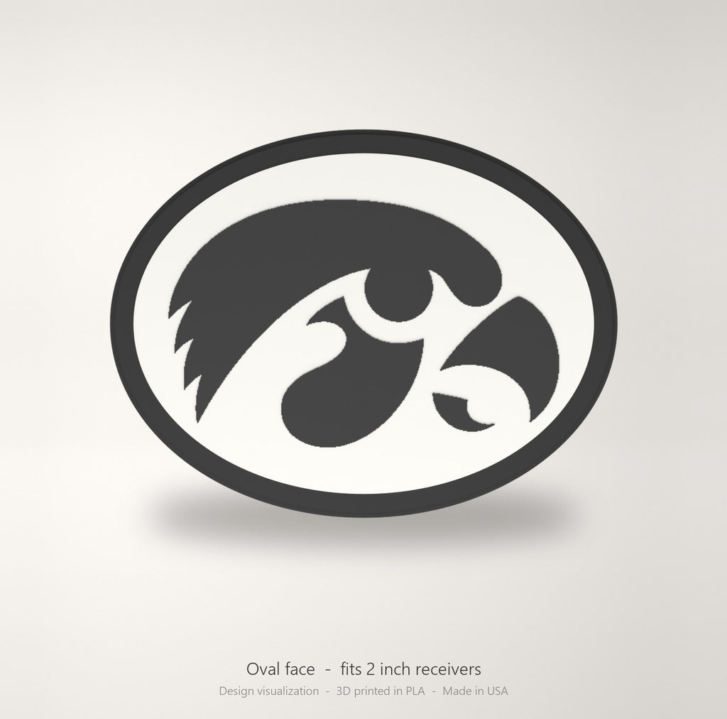 Iowa Hawkeyes Oval Trailer Hitch Cover 2 Inch Receiver Round