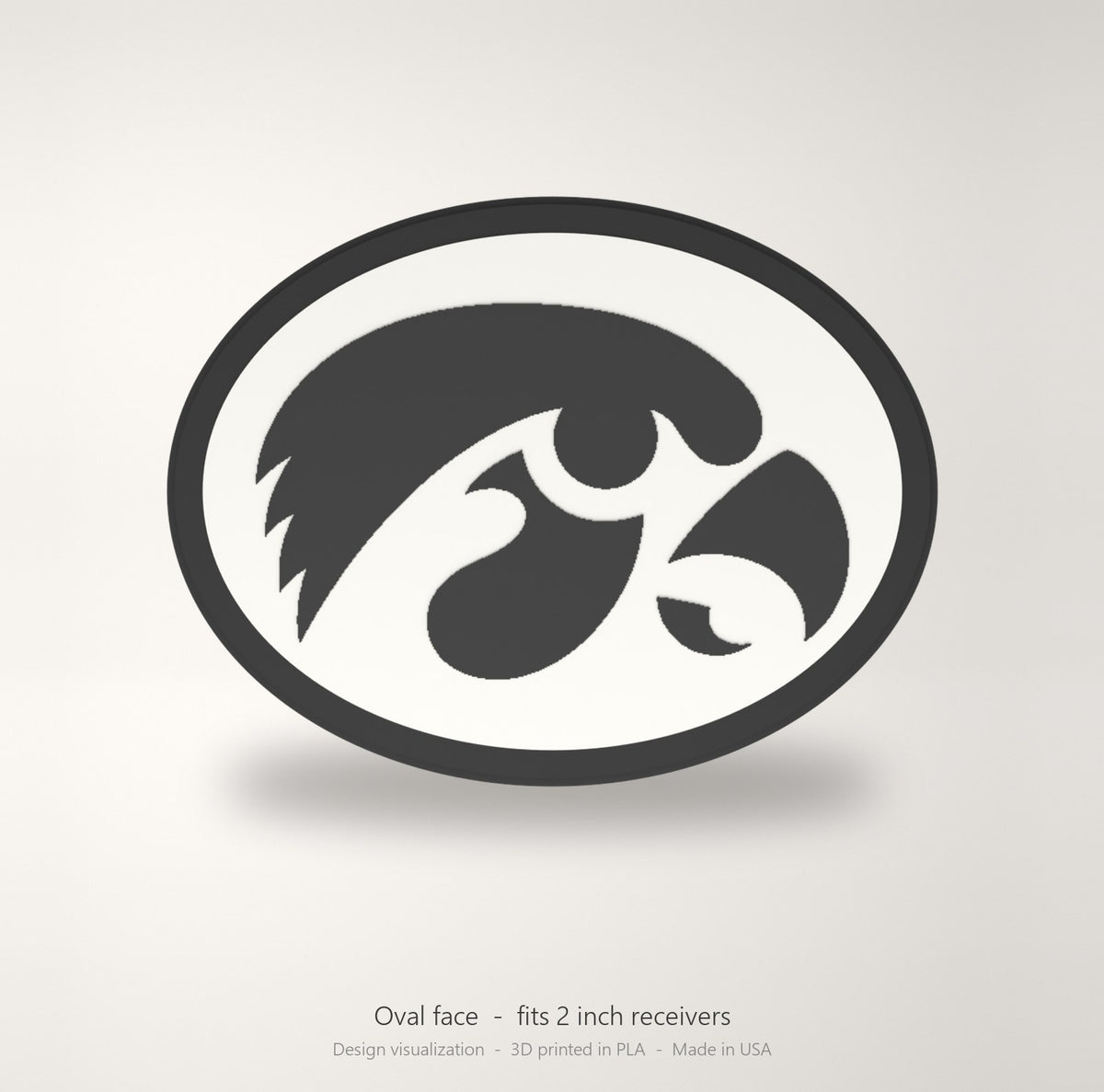 Iowa Hawkeyes Oval Trailer Hitch Cover 2 Inch Receiver Round