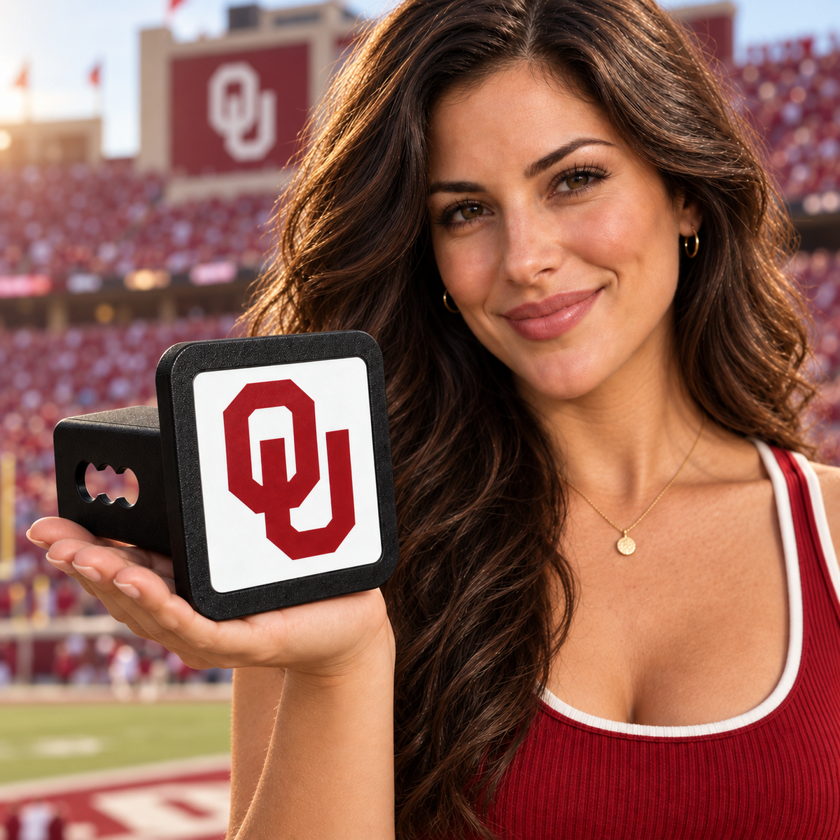 Oklahoma Sooners OU Trailer Hitch Cover 2 Inch Receiver