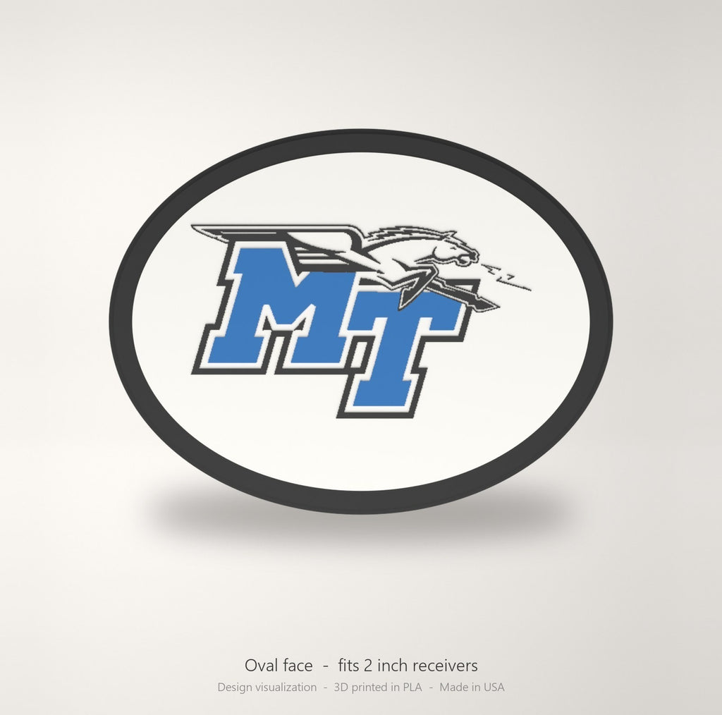 Middle Tennessee Blue Raiders MTSU Oval Trailer Hitch Cover 2 Inch Receiver