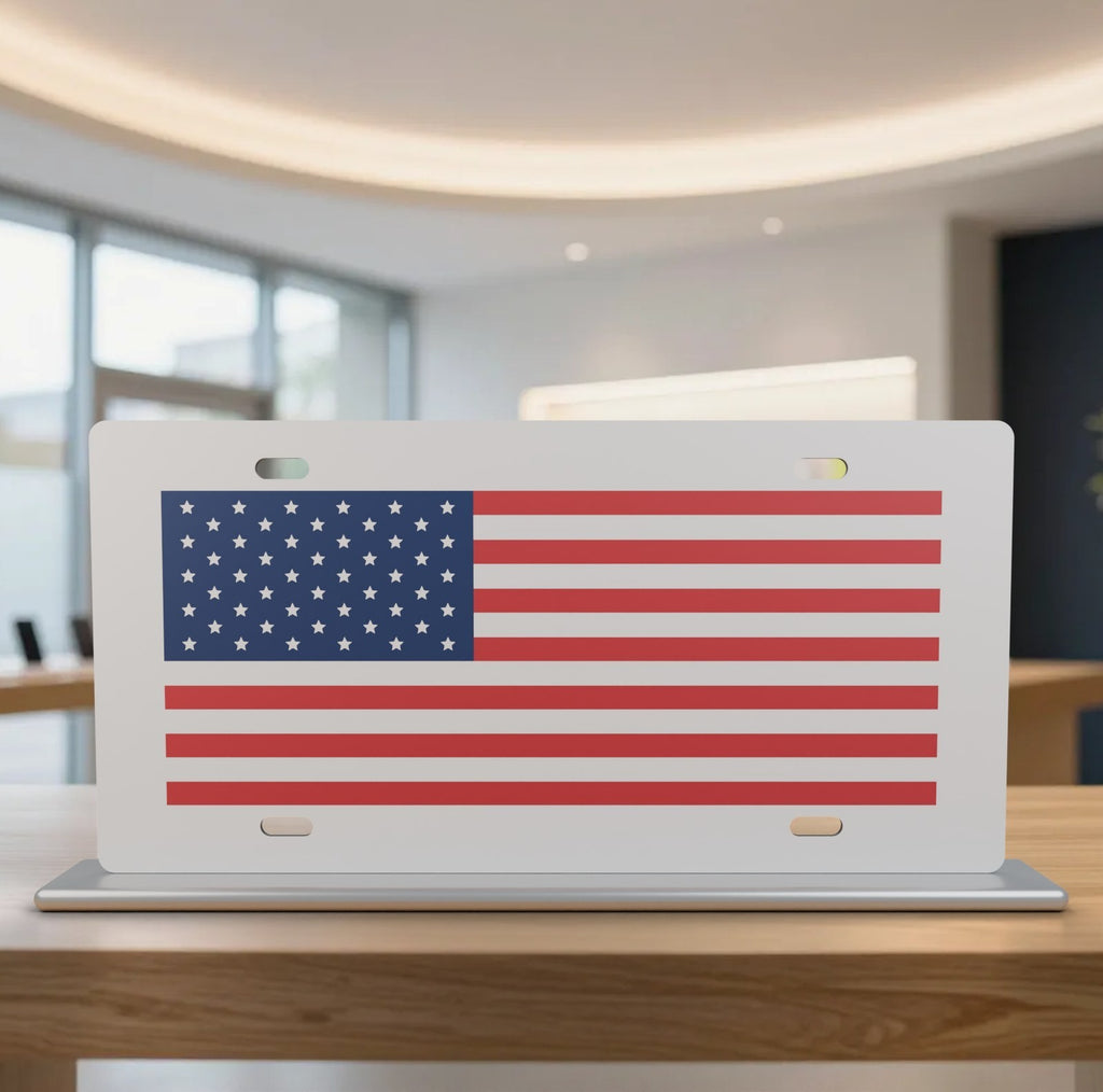 American Flag License Plate Car Tag 12x6 White Red Blue Front Novelty Vanity