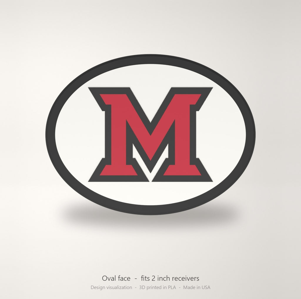 Miami OH RedHawks Oval Trailer Hitch Cover 2 Inch Receiver