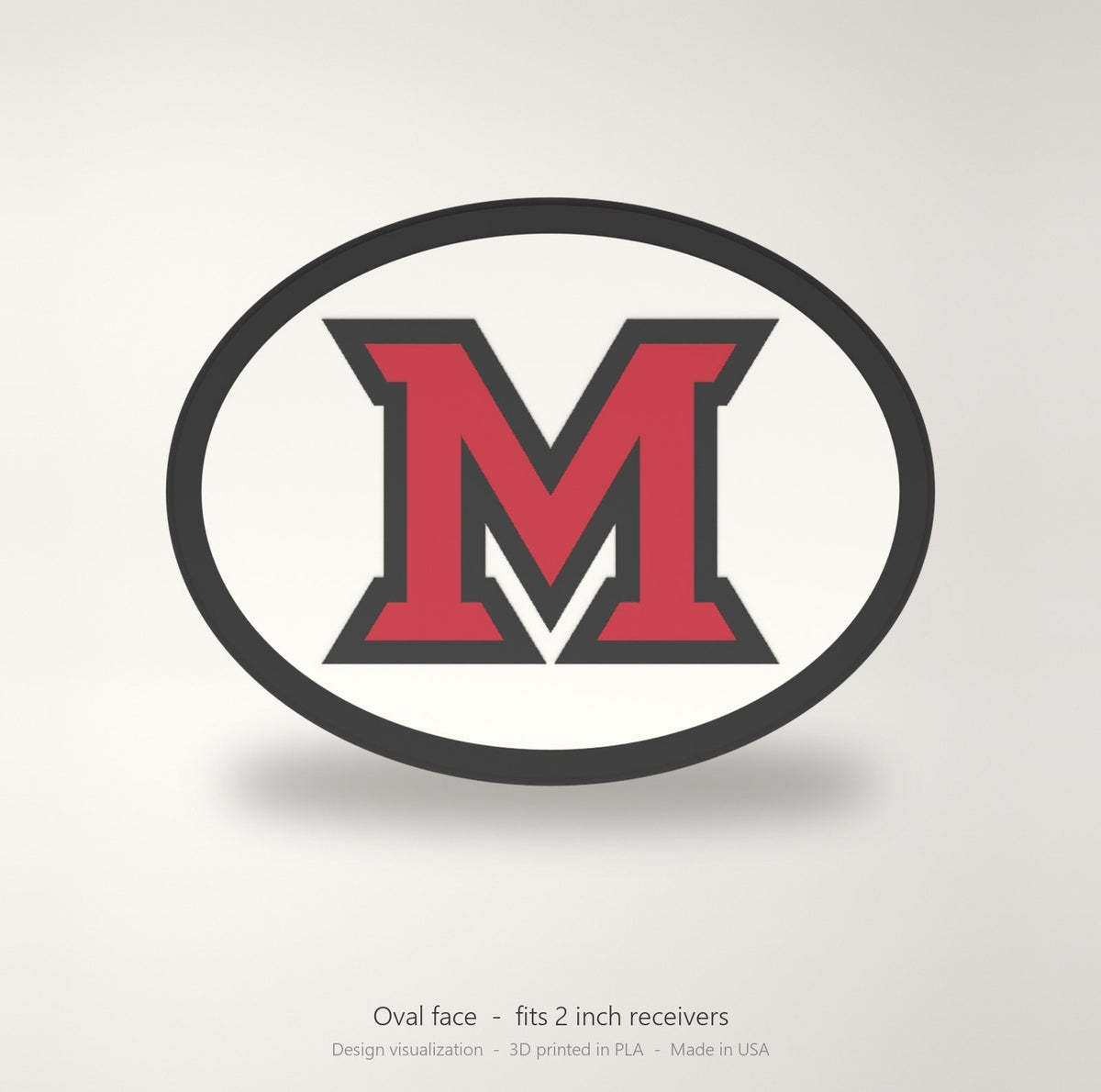 Miami OH RedHawks Oval Trailer Hitch Cover 2 Inch Receiver