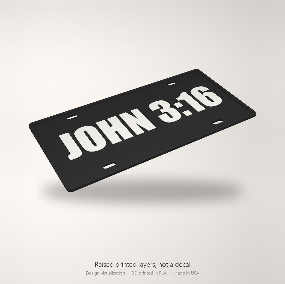 John 3:16 Jesus Christian License Plate Car Tag 12x6 Black White Front
