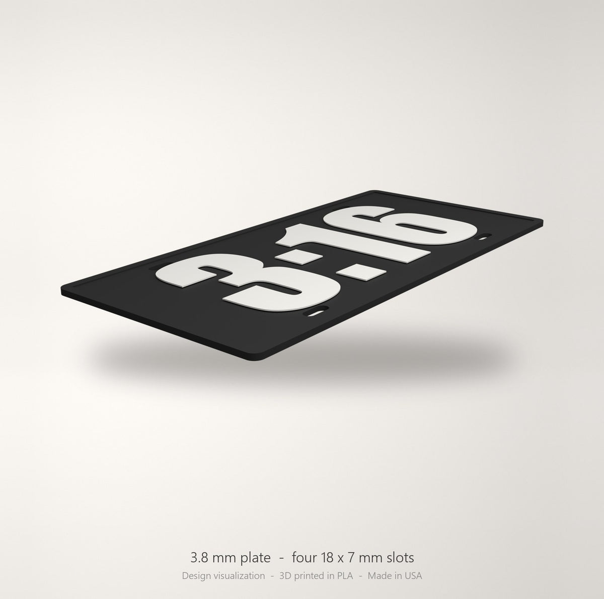 3:16 Jesus Christian Faith License Plate Car Tag 12x6 Black White Front