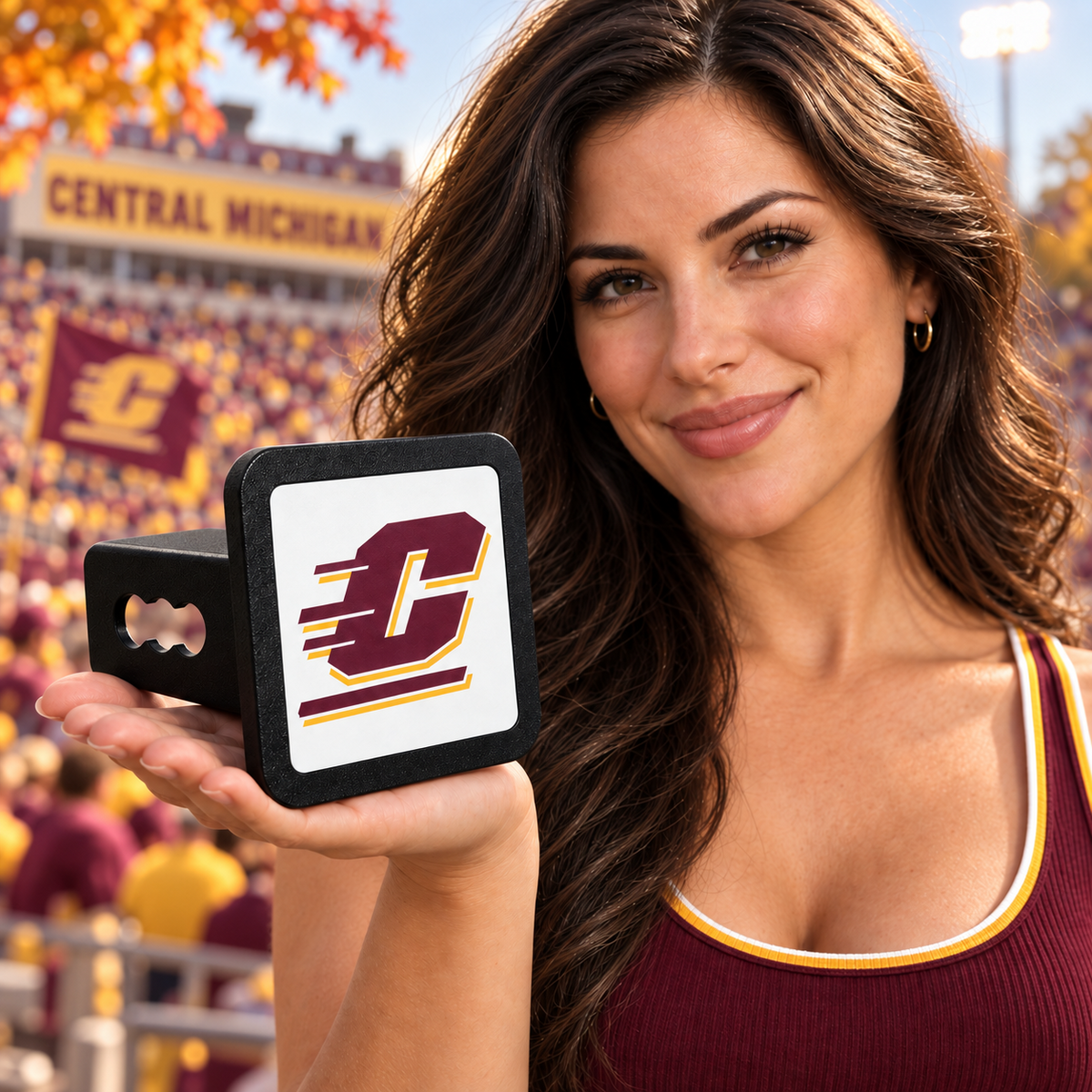 Central Michigan Chippewas CMU Trailer Hitch Cover 2 Inch Receiver