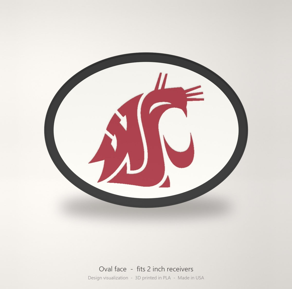 Washington State Cougars WSU Oval Trailer Hitch Cover 2 Inch Receiver