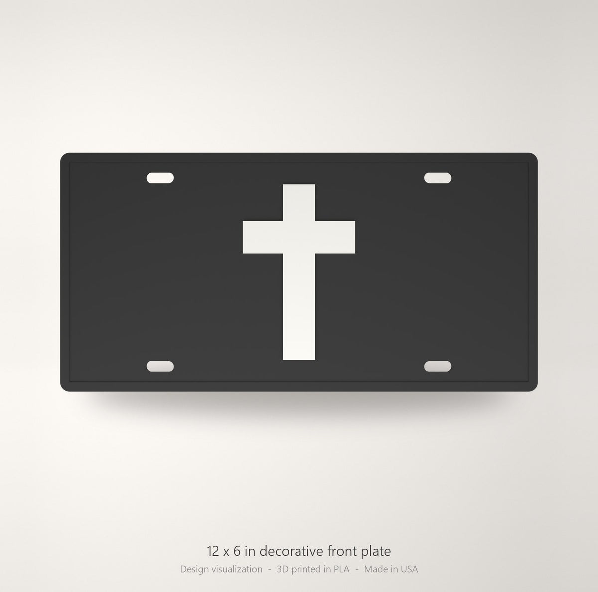 Christian Cross Jesus Faith License Plate Car Tag 12x6 Black White Front
