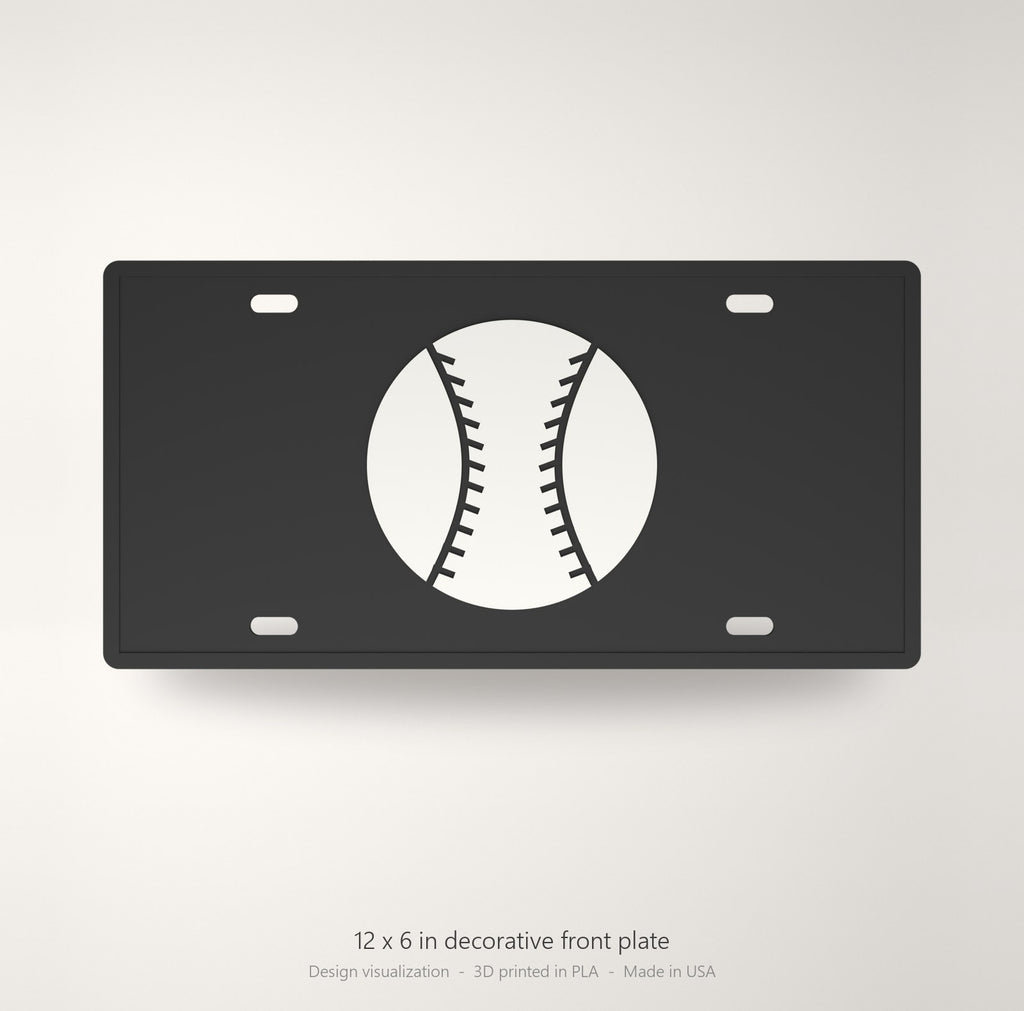 Baseball License Plate Car Tag 12x6 Black White Front Novelty Vanity Sports