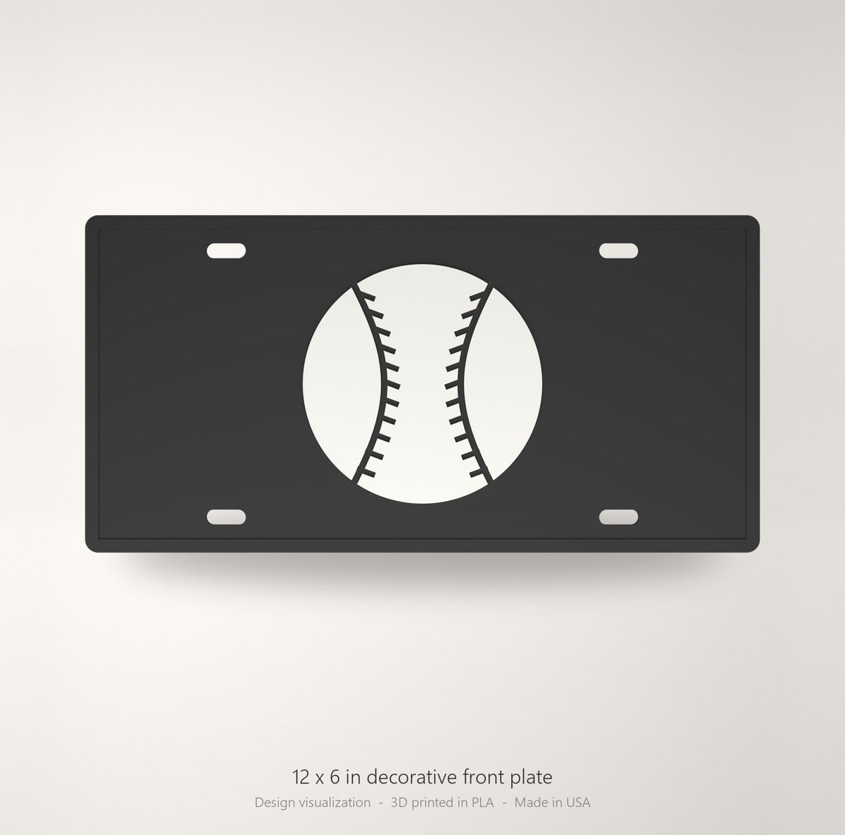 Baseball License Plate Car Tag 12x6 Black White Front Novelty Vanity Sports