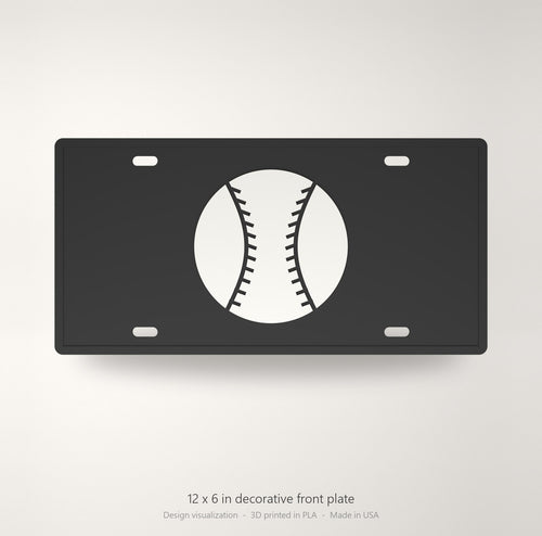 Baseball License Plate Car Tag 12x6 Black White Front Novelty Vanity Sports