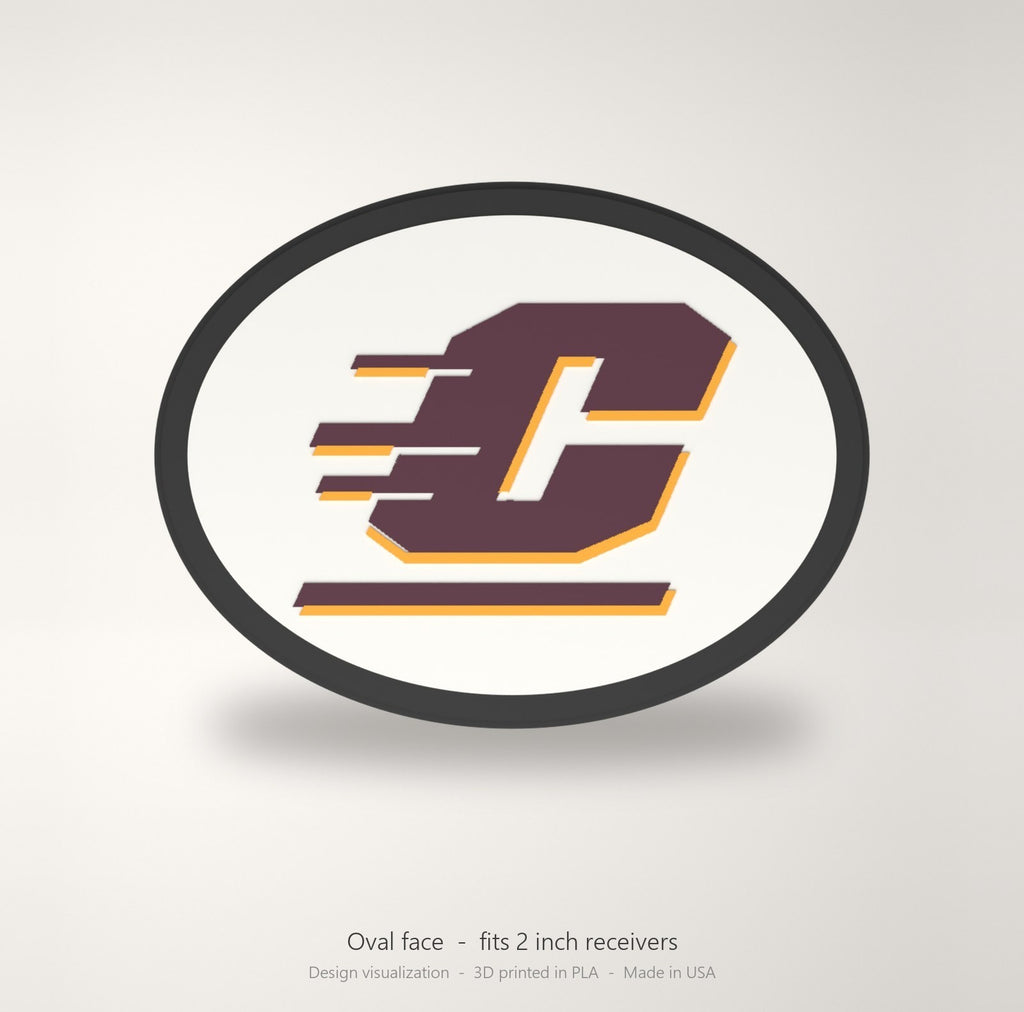 Central Michigan Chippewas CMU Oval Trailer Hitch Cover 2 Inch Receiver