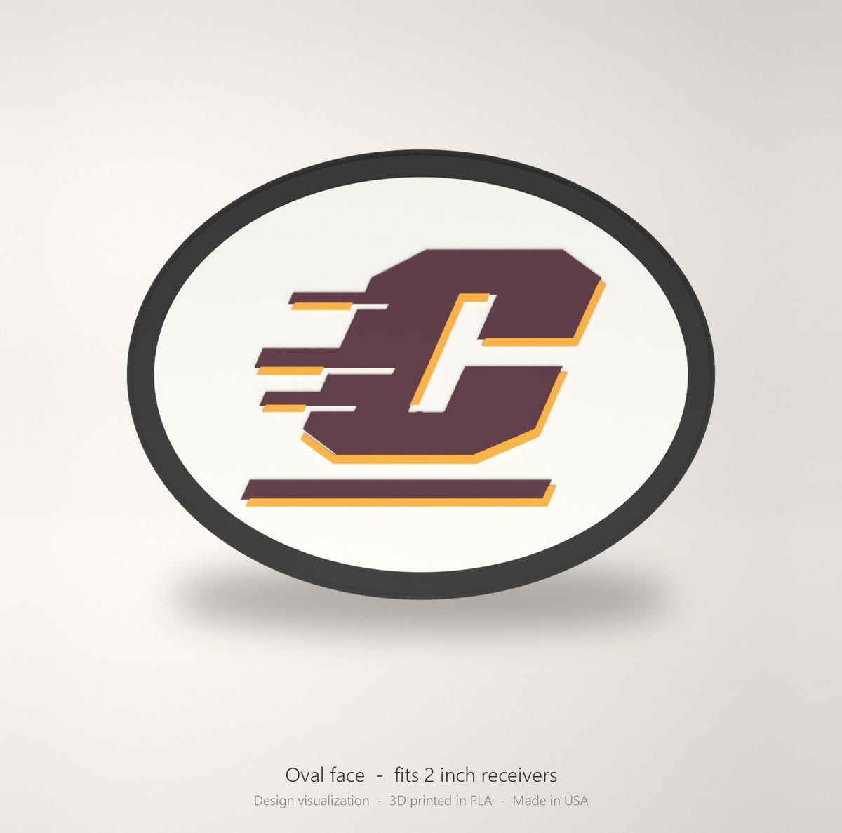 Central Michigan Chippewas CMU Oval Trailer Hitch Cover 2 Inch Receiver