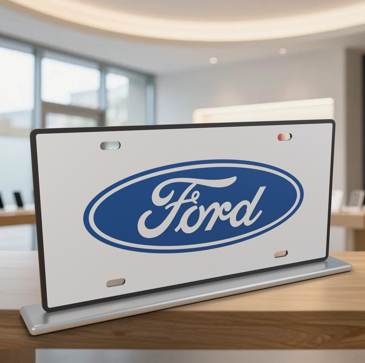 Ford White Face Black Rim License Plate Car Tag 12x6 Slotted Front Novelty