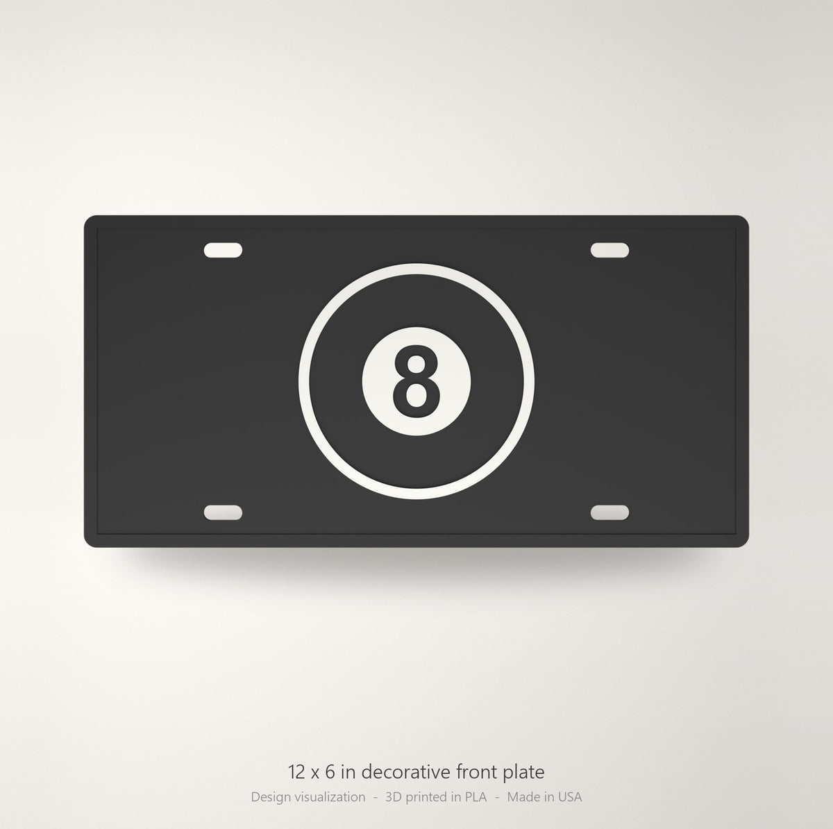 8 Ball Pool Billiards License Plate Car Tag 12x6 Black White Front Novelty